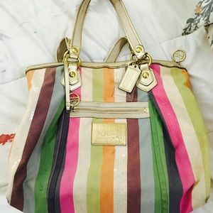 Coach Poppy Legacy Stripe Tote Multicolor
